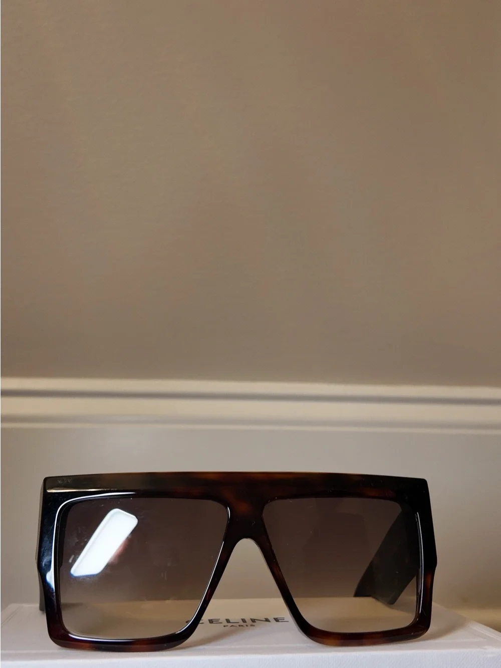 Celine Tortoise Brown Gradient Shield (3 dot) Sunglasses